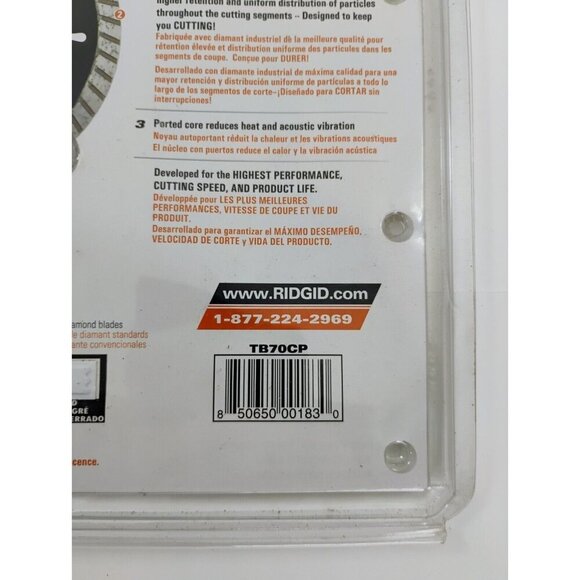RIDGID 7 in. Turbo Diamond Blade HD-TB70CP. Circular Saw Dry/Wet Cutting New - Picture 10 of 11